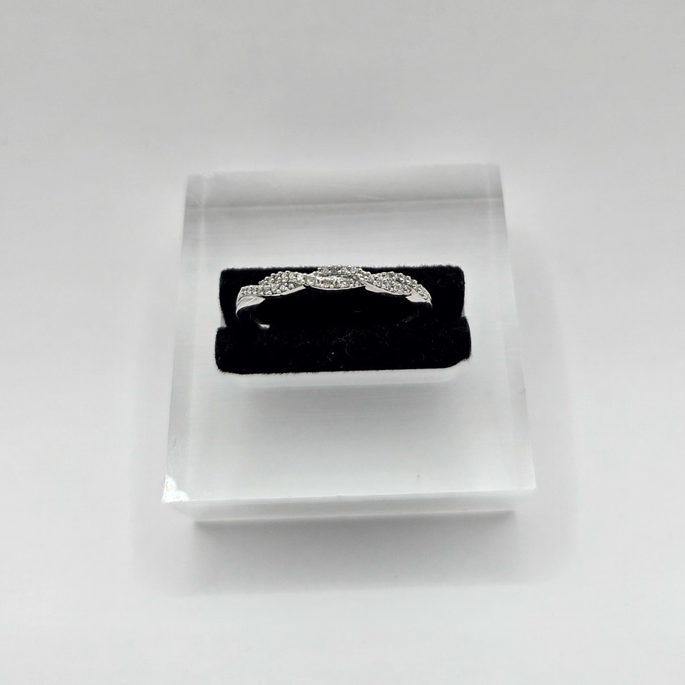 0.20 CT Double Twist Natural Diamond Sterling Silver Ring - Picture 3 of 5